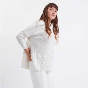 Mersea Elegant Cable Knit Sweater Neutral Preppy Soft Coastal Libson Traveler